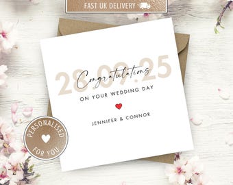 Personalised Wedding Card, Congratulations on Wedding Day, Mr & Mrs Card, Wedding Gift for Bride and Groom (09)