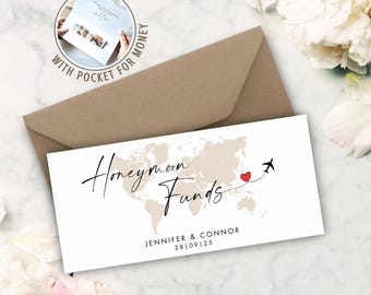 Wedding Money Envelope, Personalised Wedding Wallet Card, Cash Gift Envelope, Honeymoon Fund, Wedding Couples Present, Honeymoon Gift (09)