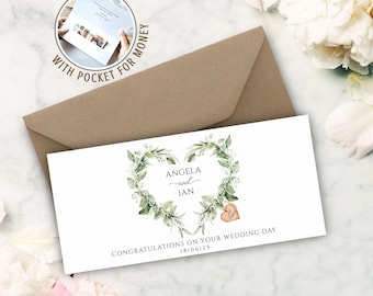 Wedding Money Wallet Card, Personalised Wedding Wallet, Cash Gift Envelope, Wedding Keepsake, Wedding Couples Present, Honeymoon Gift (02)
