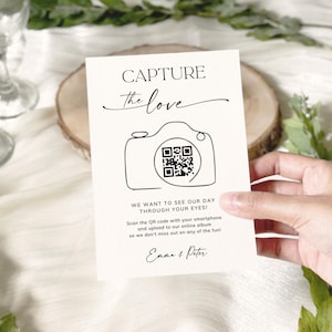 Capture The Love QR Code Sign, Wedding Photo Sign, Share The Love Sign, Snap Photo Sharing Sign, Personalised Wedding Pictures Sign
