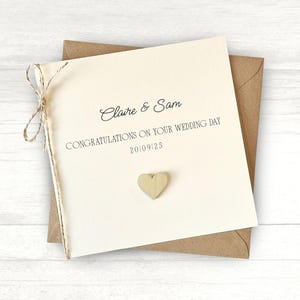 Personalised Rustic Wedding Card, Congratulations on Your Wedding Day, Mr & Mrs Card, Wedding Gift for Bride and Groom, (H01)