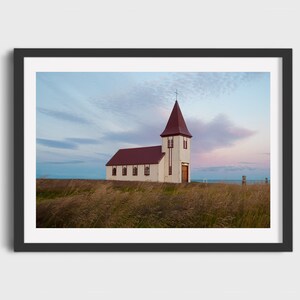 Chiesa di Hellnar, Penisola di Snaefellsnes, Paesaggio scandinavo, Stampa paesaggistica d'arte, Regalo dall'Islanda, Giclée
