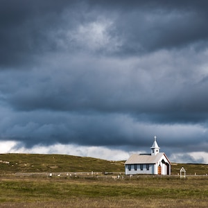 Church in Iceland, Icelandic Church, Stormy Weather, Scandinavian Landscape, Fine Art Landscape Print, Gift from Iceland, Giclée