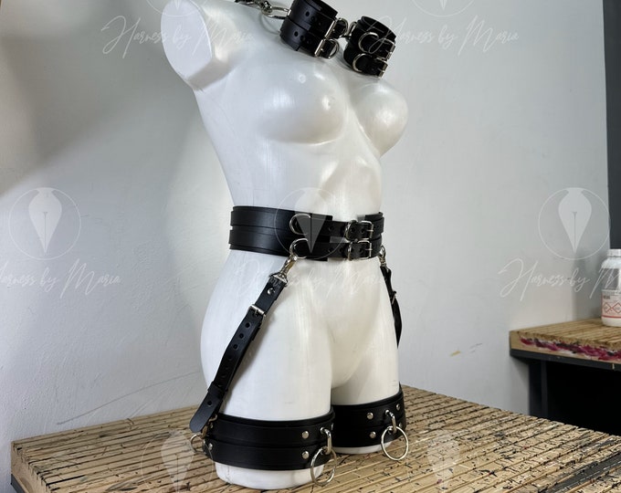 Fetish Garter Slip and Restraints - One Size -  Black main image 1