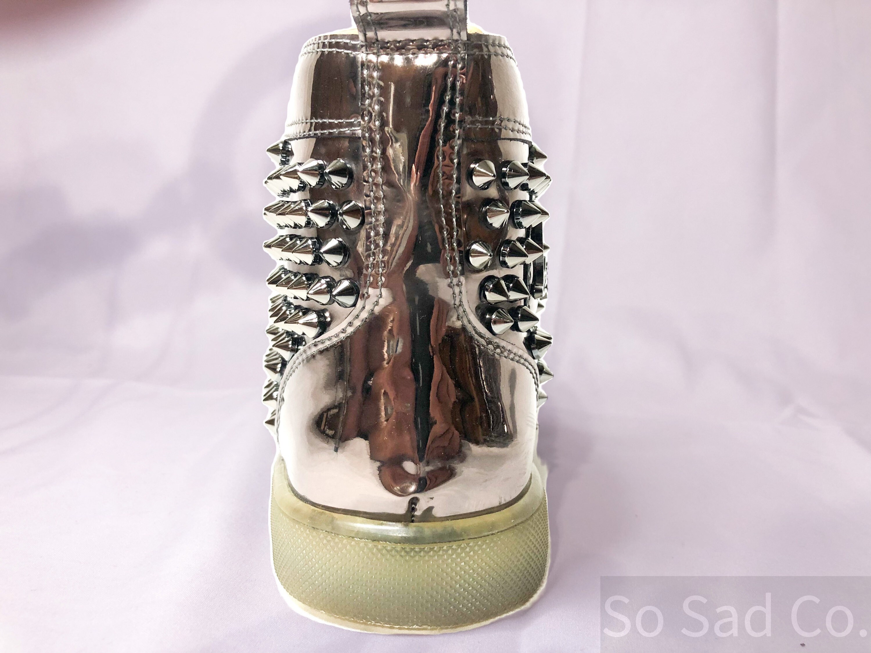 Christian Louboutin Dames Louis Flat Antispecchio Spike Gray Silver Sneaker Luxe Etsy Nederland