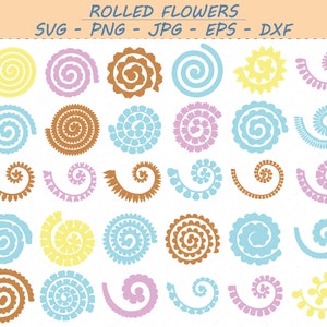 ロールフラワー svg、ペーパーフラワーテンプレート、ロールフラワー、svg、カットファイル、Cricut、カメオ、ロールペーパーフラワー svg、SVG、DXF、PNG、jpg、Eps