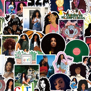 50x SZA Waterproof PVC Sticker Pack - Singer, Pop, R&B, Music, Graffiti, Matte Vinyl, Decal, Skateboard, Laptop, Hydroflask, Macbook, Gift