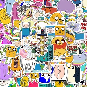 100x Adventure Time Waterproof PVC Sticker Pack - Cartoon, Anime, Vinyl, Decal, Laptop, Hydroflask, Finn, BMO, Skateboard, Meme, Macbook