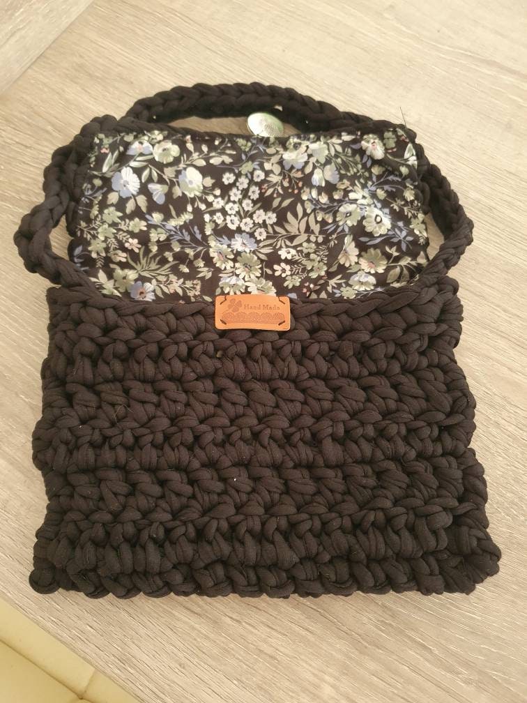 Fully lined crochet shoulder bag Etsy