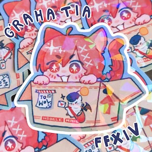 FFXIV G&#39;raha Tia Holographic Sticker, Final Fantasy 14, Graha, Best Boy, FF14
