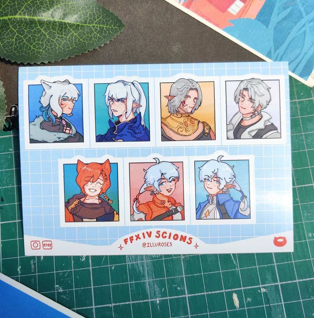 A6 FFXIV Scions of the Seventh Dawn, STICKER SHEET, Thancred, Urianger ...