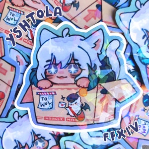 FFXIV Y&#39;shtola Rhul Holographic Sticker, Final Fantasy 14, Yshtola, Scion, FF14, Miqo Cat Deco