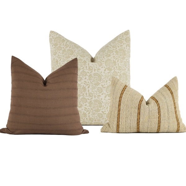 Brown Cream Pillows Etsy