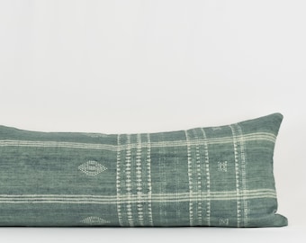 Neel Long Lumbar- Aqua Wool Long Lumbar Pillow