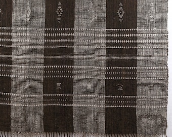 Handwoven Wool Throw Blanket - Brown and Ivory, Gujarat