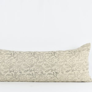 Suzanne Long Lumbar - Black Floral Block print long lumbar pillow