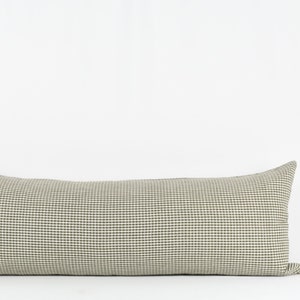 Georgie Long Lumbar - Woven Organic Cotton Gingham Green Pillow