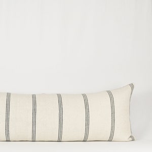 Handwoven Black and White Stripe Long Lumbar Pillow Cover