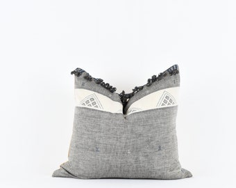 Lily- Charcoal Grey Organic Cotton Fringe Pillow Cover