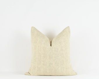 Eureka- Beige Sand Color Linen Cotton Pillow Cover