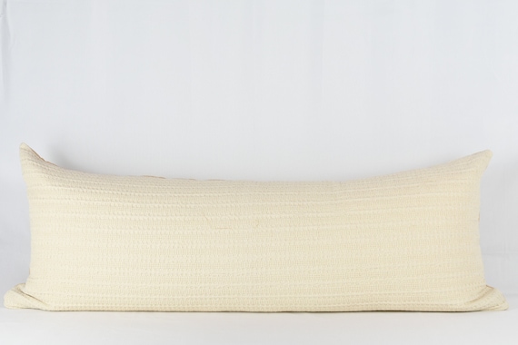 Nimbus Long Lumbar- Textured Ivory Cotton Pillow Cover