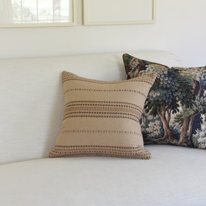 Botanical Tapestry Pillow Cover: Brown Velvet Piping, Forest Print image 7
