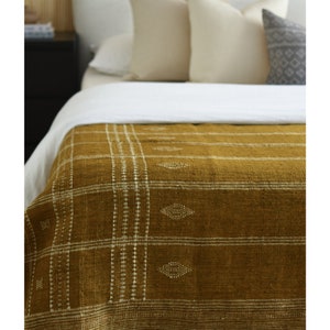 Mae Coverlet - Mustard Wool Coverlet. Handwoven Throw, Fall Decor, Spring Decor, Summer decor, Spring home refresh