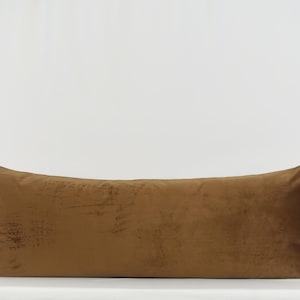 Brown Velvet Long Lumbar Pillow Cover: Double Sided with Piping