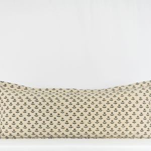 Brown Floral Linen Lumbar Pillow Cover - Extra Long Bolster