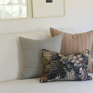 Botanical Tapestry Pillow Cover: Brown Velvet Piping, Forest Print image 8