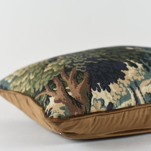 Botanical Tapestry Pillow Cover: Brown Velvet Piping, Forest Print image 4