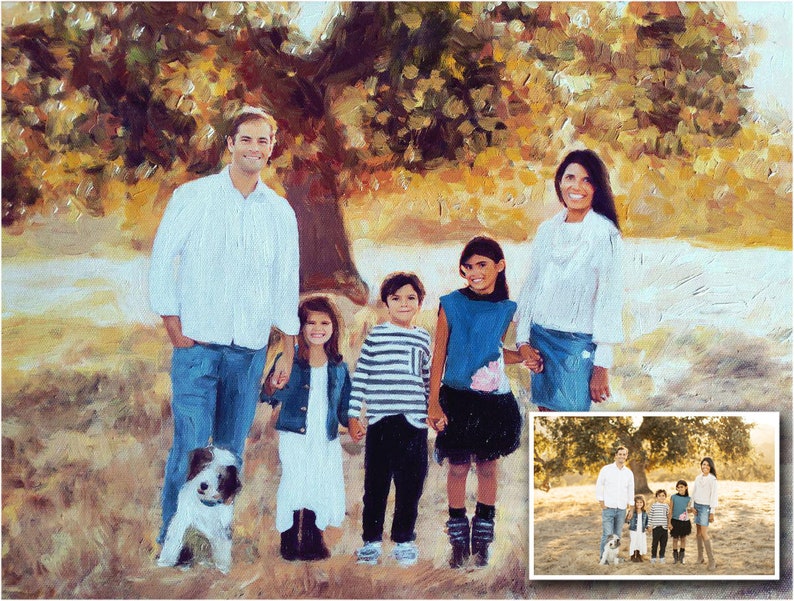 Mom Christmas Gift from Daughter, Painted family portrait from photo, Custom oil portrait, mother gift christmas from daughter image 5