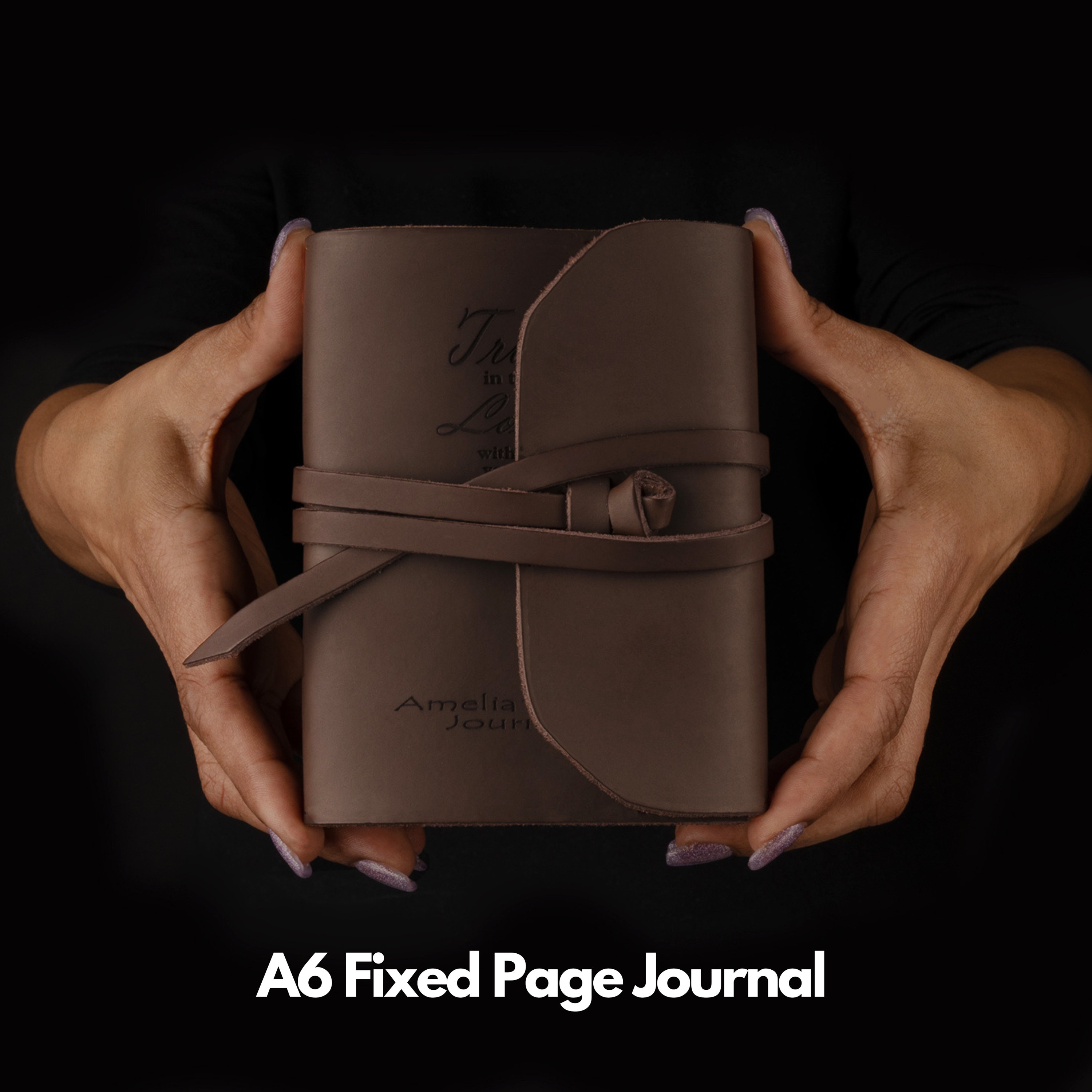 Personalized Leather Music Journal Notebook, Fixed Pages, A5 & A6 Sizes, Unlined Premium Quality Paper, Classic Vintage Brown