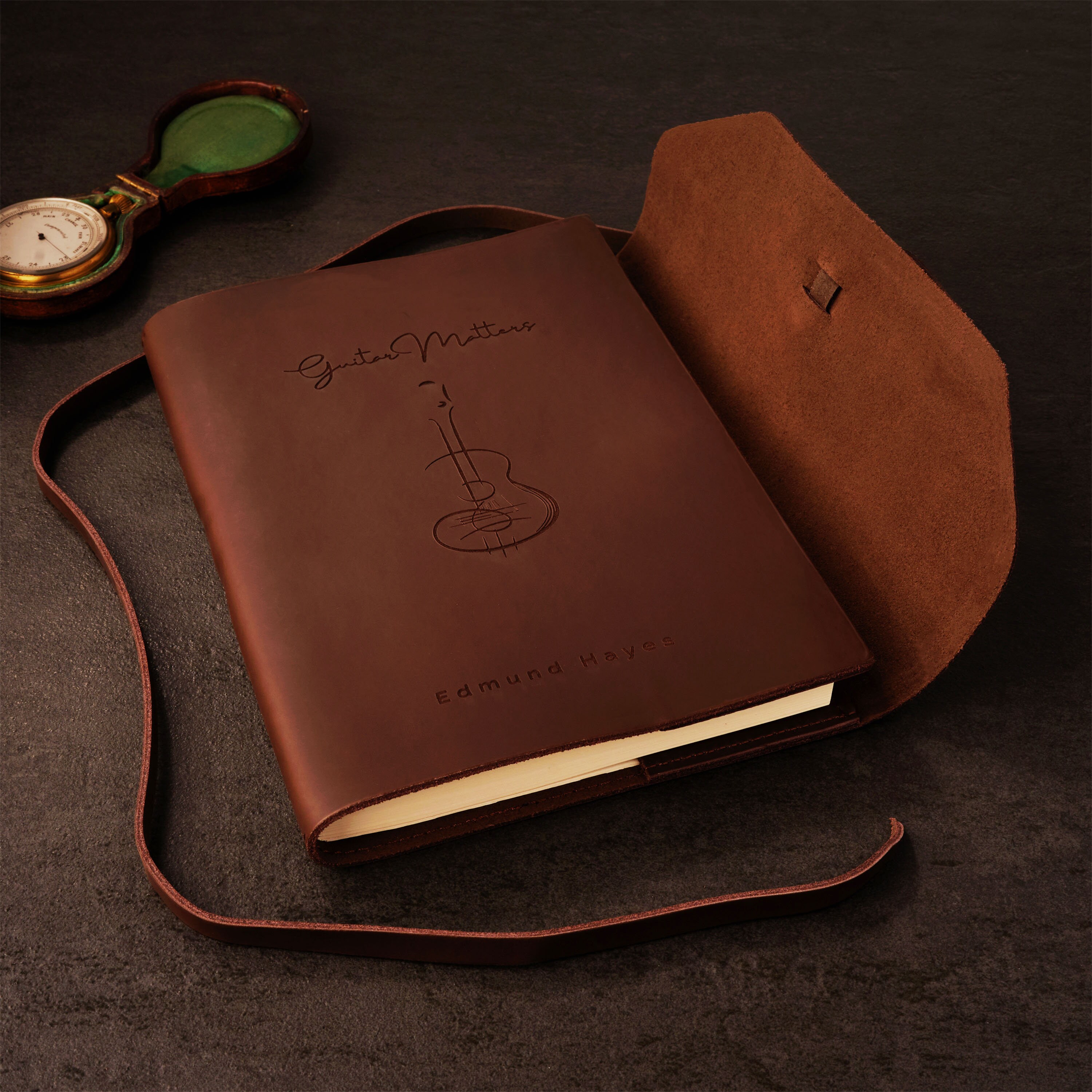 Personalized Leather Music Journal Notebook, Fixed Pages, A5 & A6 Sizes, Unlined Premium Quality Paper, Classic Vintage Brown