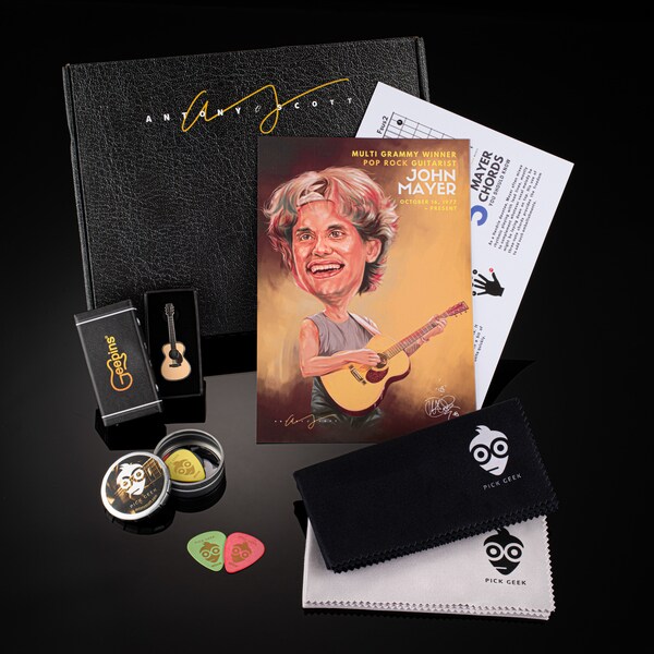 John Mayer Axe Legend Guitarist Gift Set | Exclusive Collectibles for Guitar Players | Includes a FREE Complete Mayer Guitar Course