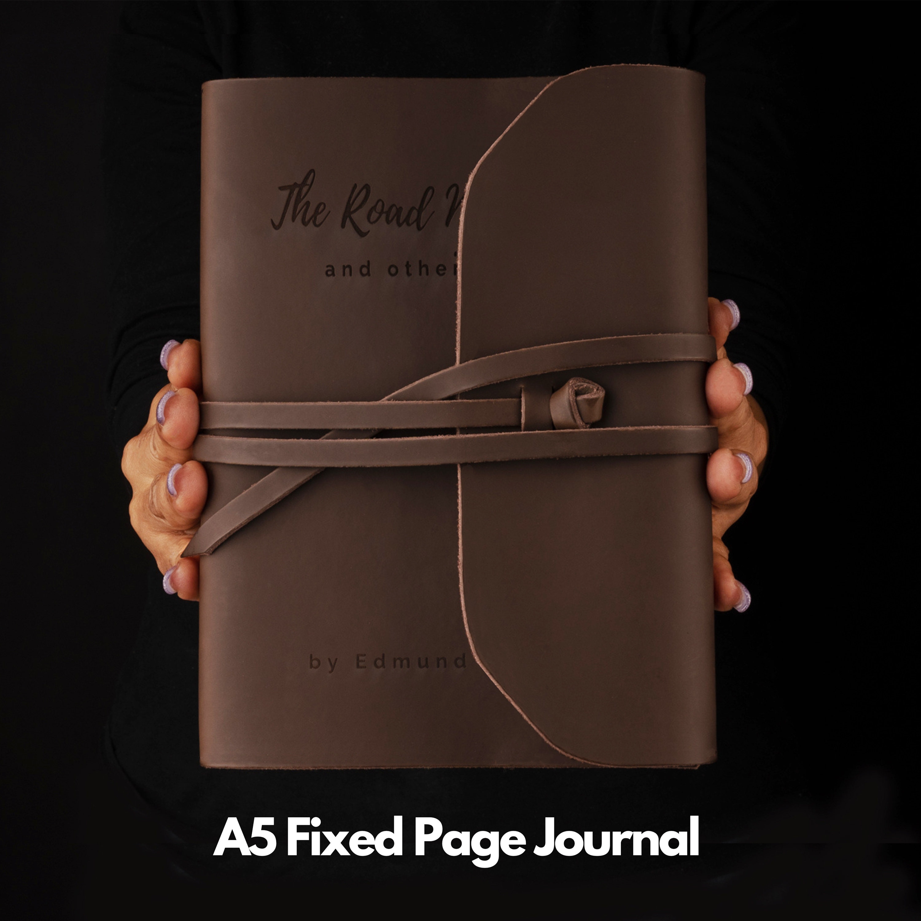 Personalized Leather Music Journal Notebook, Fixed Pages, A5 & A6 Sizes, Unlined Premium Quality Paper, Classic Vintage Brown