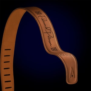 Dat Strap Personalised Leather Guitar Strap | for Electric, Acoustic, Classical & Bass | Padded for Extra Comfort | Light Brown