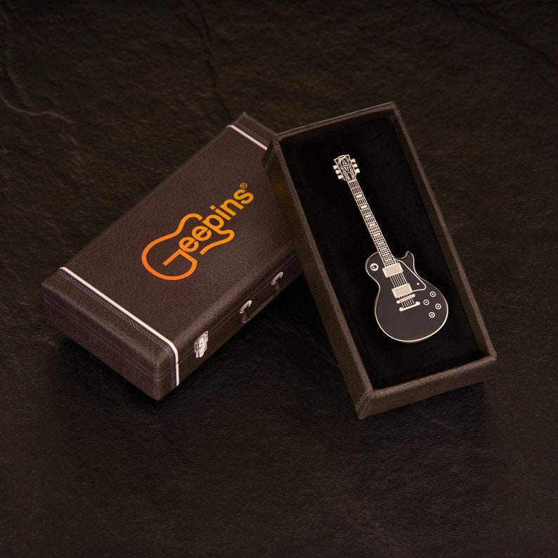 Heritage Guitar Pin Badge by Geepins Stunning Miniature Guitar Pin Brooch 52 mm Presented in Beautiful Guitar Case Box Perfect Gift image 4