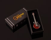 Brian May Guitar Pin Badge by Geepins Stunning Miniature Brian May Brooch 52 mm Presented in Beautiful Guitar Case Box Perfect Gift