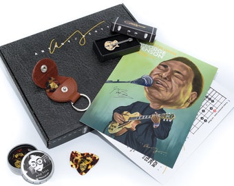 Ensemble-cadeau pour guitariste légendaire Axe George Benson | Objets de collection exclusifs pour guitaristes | Comprend un cours de guitare Benson complet GRATUIT