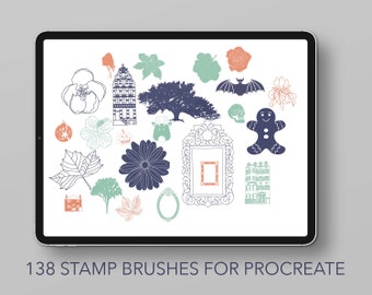 Brushes For iPad Set Of 15 Leaves Stamp Brushes For Procreate Tree Leaves Stamps for Illustration and Graphic Design