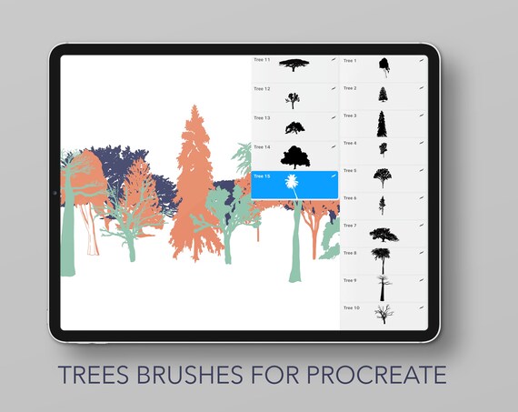 Brushes For iPad Set Of 15 Leaves Stamp Brushes For Procreate Tree Leaves Stamps for Illustration and Graphic Design