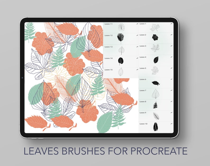 Brushes For iPad Set Of 15 Leaves Stamp Brushes For Procreate Tree Leaves Stamps for Illustration and Graphic Design