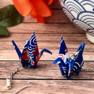 Origami crane earrings - Goldfish print