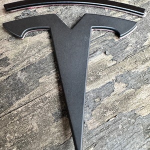 OEM SPEC MODEL 3 Front or  Rear &quot;T&quot; Badge  (Satin Black) replaces the original