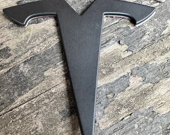 OEM SPEC MODEL 3 Front or  Rear "T" Badge  Metal (Satin Black) replaces the orginal