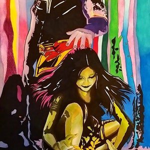 Thanos and little Gamora. Drawing by Stefano Susta.