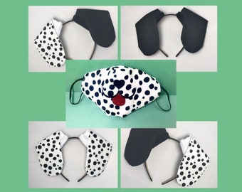 Dalmatian Headband Ears and or Masks, Kids, Adults, Dog Costume, Dalmation, Halloween, Birthday Party Hats, Days of School, Puppy