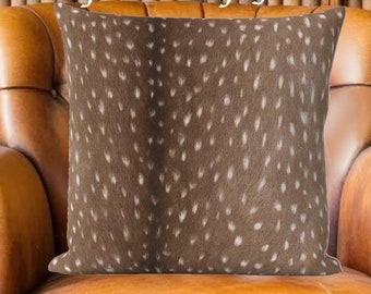 Deer Print Pillows on Velvet, Lodge Decor, Faux Stag, Fawn, Axis and Pheasant, Outdoor and Indoor Machine Washable, Custom made