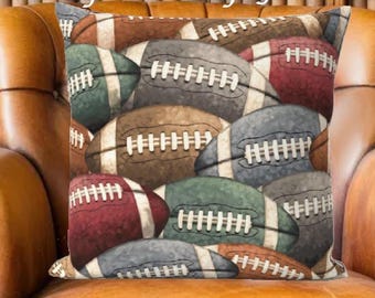 Superbowl Football Game Day Pillows, Vintage Style, Man Cave Party Gift, Sports Fan, Velvet